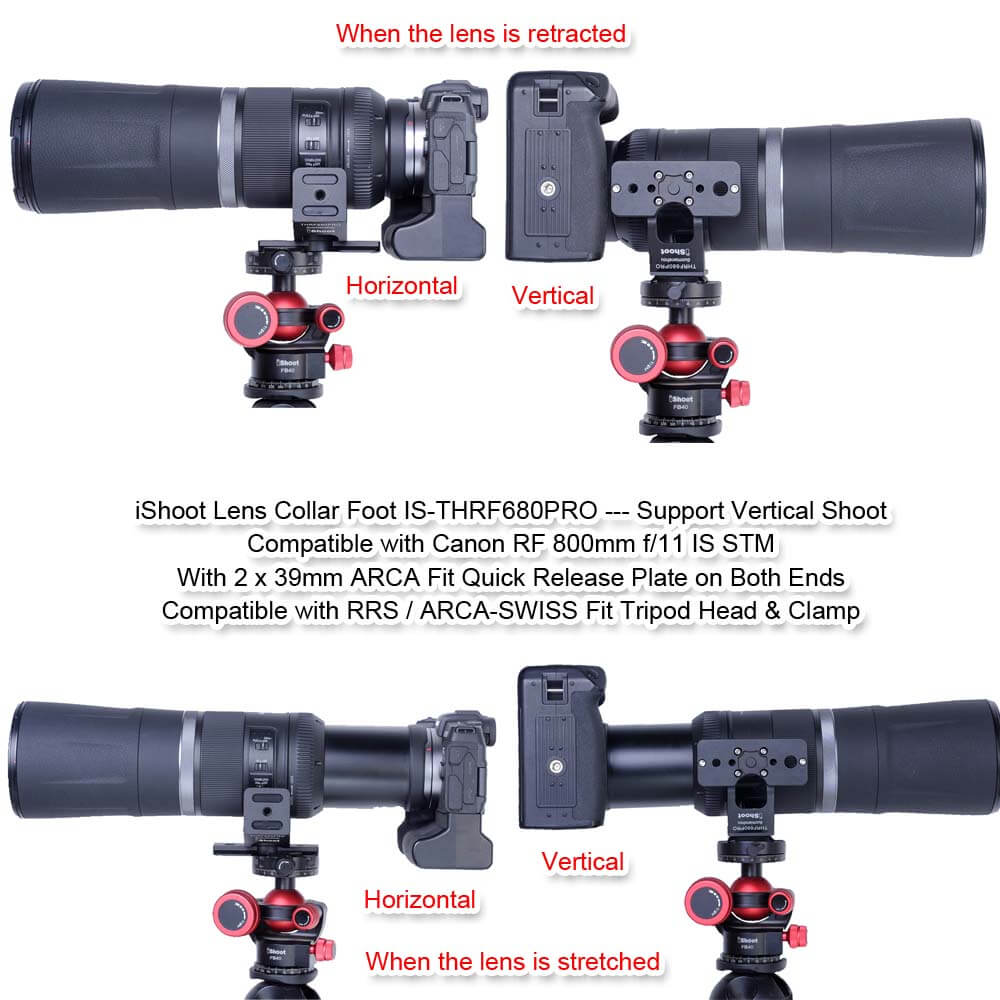 Hersmay Fascetta Per Treppiede Per Canon RF 600mm F/11 E RF 800mm F/11 – Con Piastra Arca 45mm, In Alluminio Aeronautico